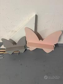 Mensole cameretta bambina rosa farfalla