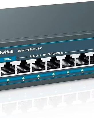 Switch PoE+ 8 porte Gigabit 120W con 2 uplink e SF