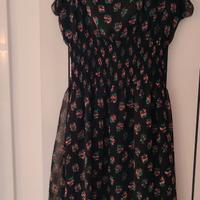 Vestito corto shikha london nero con fiori tg. S/M