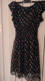 Vestito corto shikha london nero con fiori tg. S/M