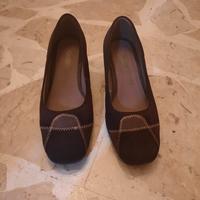 Scarpe donna marroni vera pelle con zeppa 37
