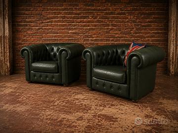 Coppia poltrone Chester Chesterfield  club pelle 