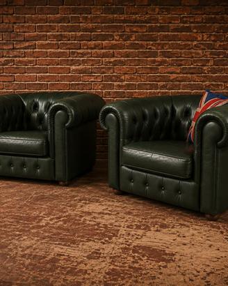 Coppia poltrone Chester Chesterfield  club pelle 