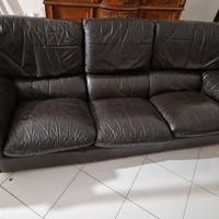 Divano in pelle 3 posti nero