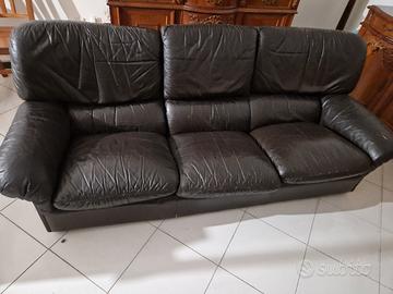 Divano in pelle 3 posti nero