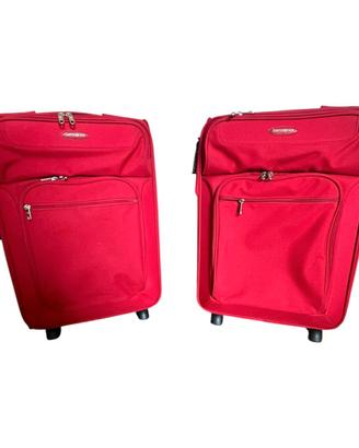 Coppia Valigie Trolley Samsonite rosse semirigide