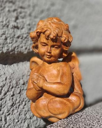 Angelo Scolpito in Legno 14X8X7 cm da Appendere