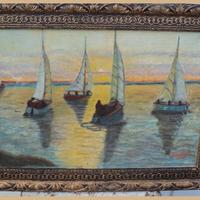 Quadro con barche in mare