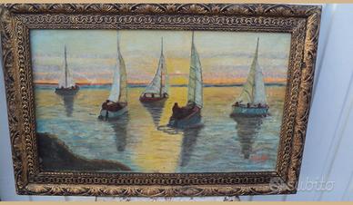 Quadro con barche in mare