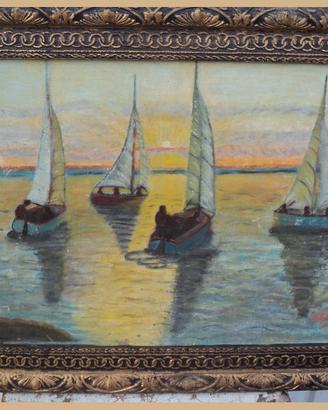 Quadro con barche in mare