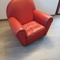 Poltrona Luxury in pelle rosso ciliegia