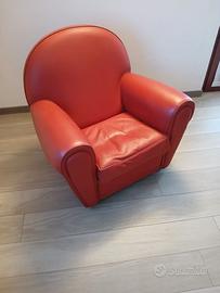 Poltrona Luxury in pelle rosso ciliegia