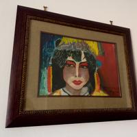 Quadro dipinto a mano con cornice e passe-partout