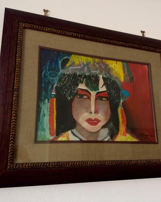 Quadro dipinto a mano con cornice e passe-partout