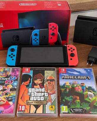Nintendo Switch completa + 3 giochi originali