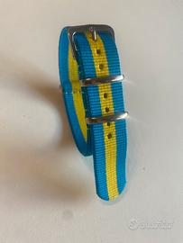 Cinturino nylon NATO 18mm  azzurro/giallo
