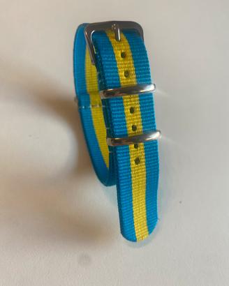 Cinturino nylon NATO 18mm  azzurro/giallo