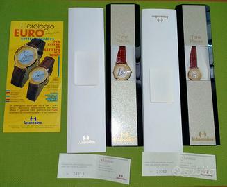 2 OROLOGI  "INTERCOINS 1 EURO" donna + uomo NUOVI