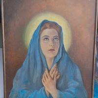 Madonna su tela vintage a olio