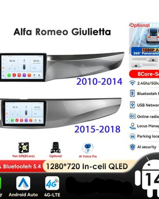 Autoradio carplay Alfa Romeo Giulietta 2010-2018