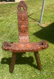 Sedia Decorativa Vintage In Legno E Pelle – Stile