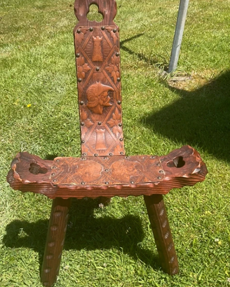 Sedia Decorativa Vintage In Legno E Pelle – Stile