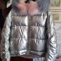 Piumino color argento interni rosa metallizzato 