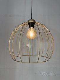 Lampadario "gabbietta" metallo oro