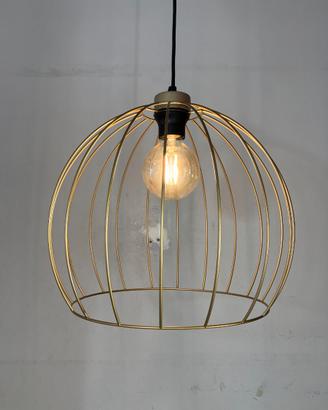 Lampadario "gabbietta" metallo oro