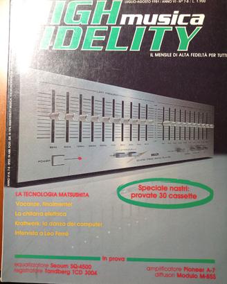 rivista HIGH FIDELITY MUSICA n° 7 / 8 del 1981
