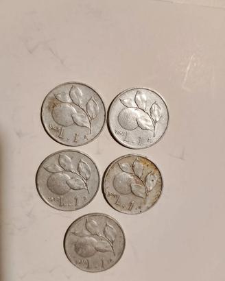 monete da 1 lira arancia