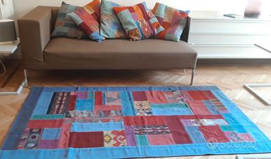 Tappeto e 5 cuscini patchwork antichi Cretesi