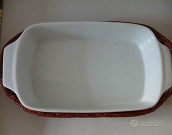 Pirofila teglia rettangolare con cestino in vimini