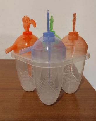 Stampi per ghiaccioli in plastica con bastoncino. 