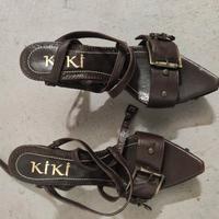 sandali pelle marrone con  tacco alto