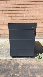 Cassettiera nera (3 cassetti) con ruote