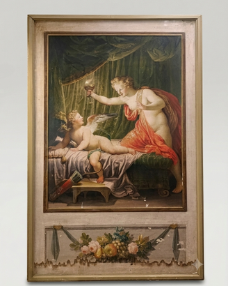 Antico Dipinto Sopraporta Olio su Tela 1700-1800