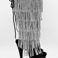 Scarpe con Tacco plaform con frange di strass