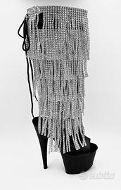 Scarpe con Tacco plaform con frange di strass