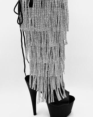 Scarpe con Tacco plaform con frange di strass