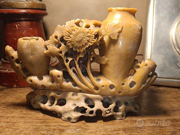 scultura cinese antica in pietra saponaria 