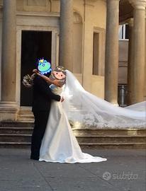 Vestito abito da sposa elegante in mikado