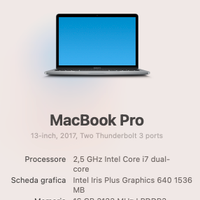 MacBook Pro 13" 2017 - RAM 16 gb HD 512 gb
