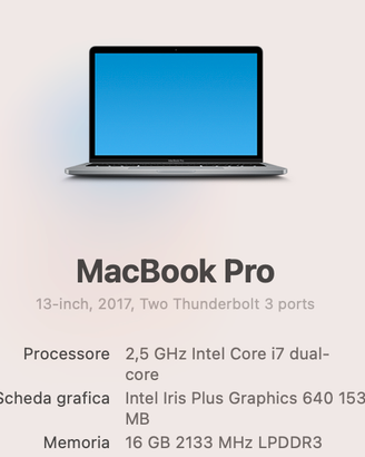 MacBook Pro 13" 2017 - RAM 16 gb HD 512 gb