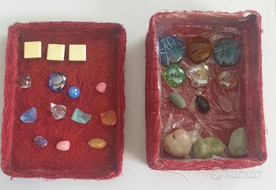 25 pietre decorative e gemme assortite + scatola i