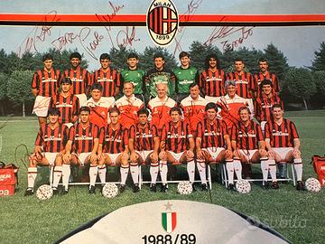 Cartolina squadra AC MILAN 1988/89 con autografi