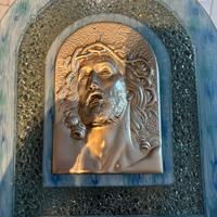 Quadro religioso in argento cornice azzurra