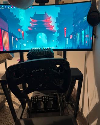 Postazione simracing volante pedaliera monitor pc