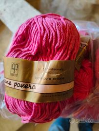 Lotto 10 Gomitoli 100% Puro Cotone - Rosa Fucsia