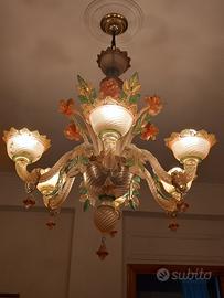 Lampadario in vetro di murano, sec XX